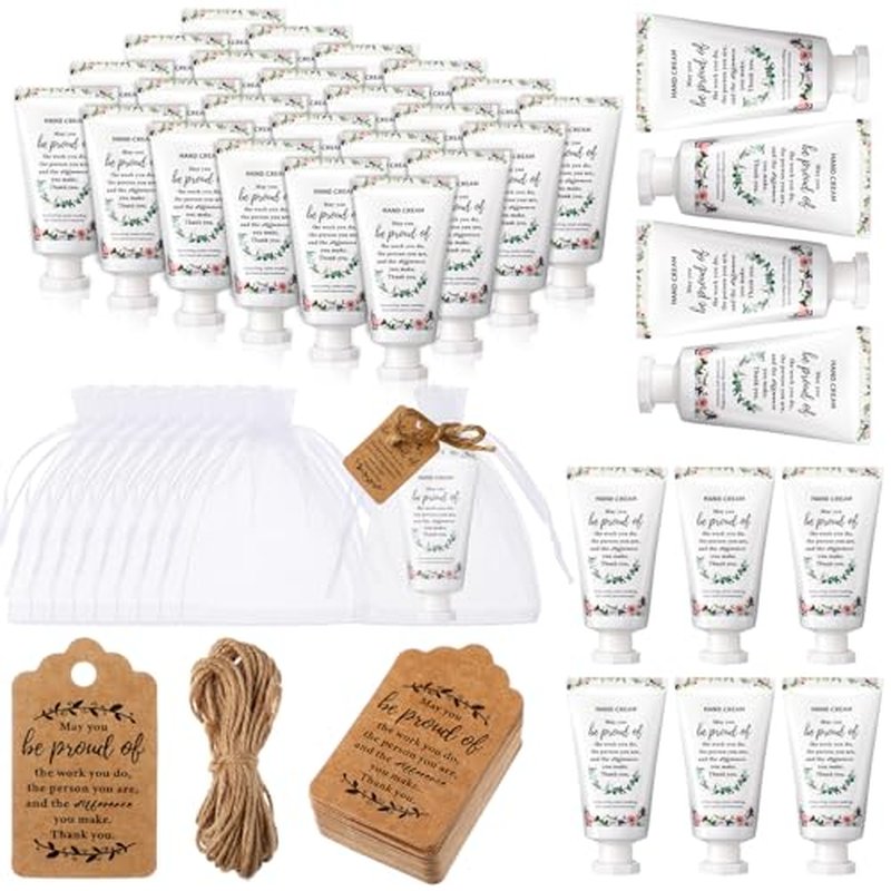 48 Sets Employee Appreciation Gifts Thank You Team Gifts Hand Mini Lotion Bulk Inspirational Travel Size Hand Cream for Employee Staff Coworker Team Teacher Party Favors(Cute)