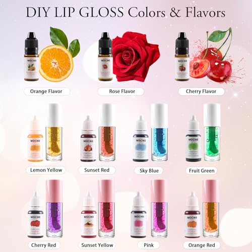 DIY Lip Gloss Making Kit for Adults - Natural Lip Gloss Set with Flavors & Colors
