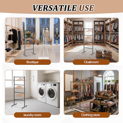 4-Tier Clothing Hanger Storage Rack with Casters - Space Organizer