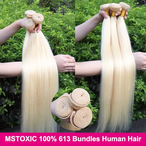 613 Blonde Hair Bundles - 16 Inch Straight Human Hair Extensions | Unprocessed Brazilian Virgin Hair