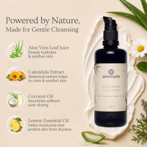 Annmarie Aloe Herb Facial Cleanser 3.4 Fl Oz - Gentle pH-Balanced Organic Skin Care