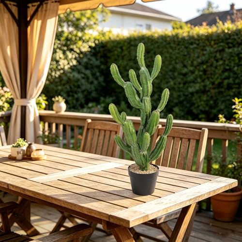 32 Inch Artificial Cactus Tall Fake Cacti with Planter for Indoor Outdoor Decor - Faux Saguaro Plant