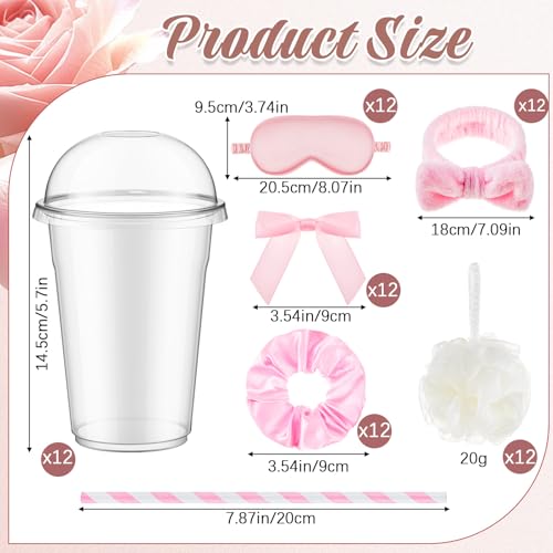 Ninitial 84 Pcs Pink Sleepover Party Supplies Set for Girls - Gift Kit with Cups, Masks & Accessories - Variation of 84 Pink
