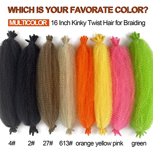 16 Inch Brown Spring Twist Hair - Pre-Fluffed Afro & Marley Twist Extensions - 8 Packs