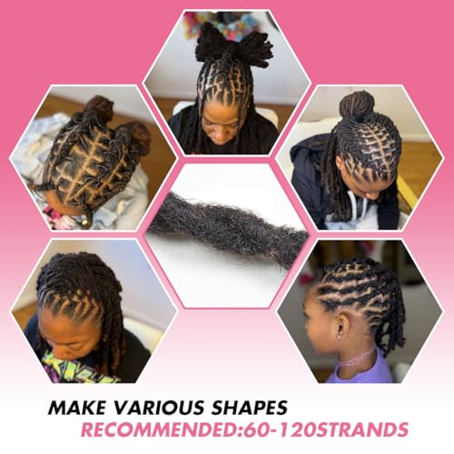 8 Inch Black Human Hair Loc Extensions - 40 Strands, 0.6cm Width, Variation 1B