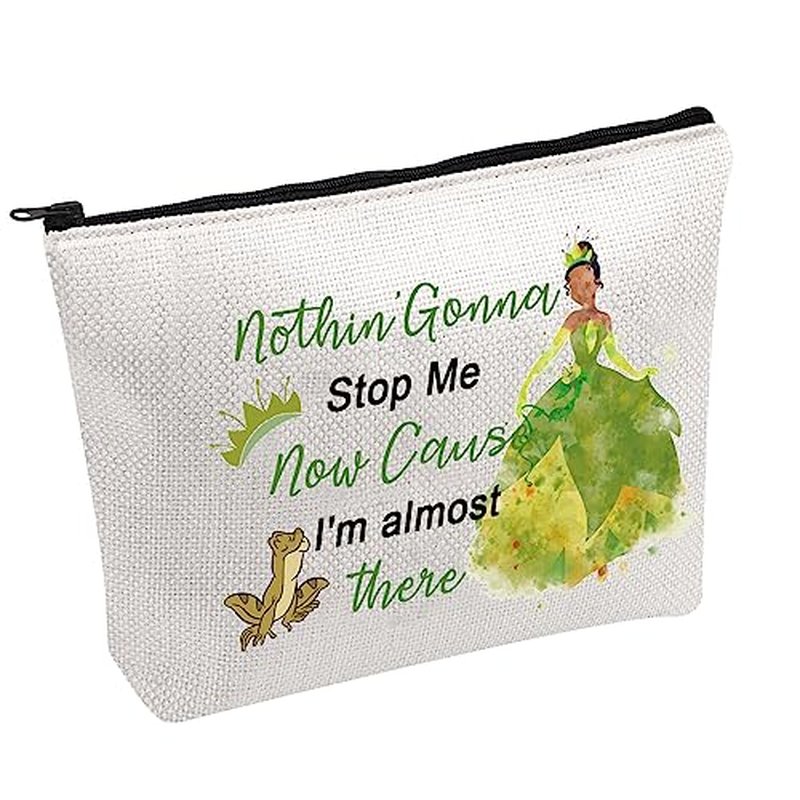 FOTAP Tiana Princess Cosmetic Bag Frog Princess Gifts Princess Inspired Gifts Princess Lover Gift Princesses Tiana Gifts Magic Kingd*m Gift (I'm almost)