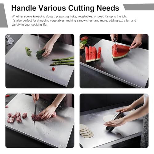 Scyllantric 23.6x19.6in Large Stainless Steel Cutting Board Non-Slip Dishwasher Safe for Meat & Vegetables
