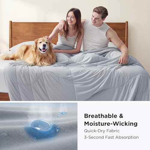 Cooling Comforter Queen - Grey, All Season Bed Blankets for Hot Sleepers