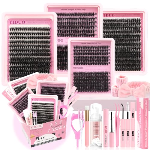 Full-Classic Lash Clusters Kit - 994 Pcs 3D Volume Extensions, 10-20mm Curly Wispy DIY Eyelash Kit