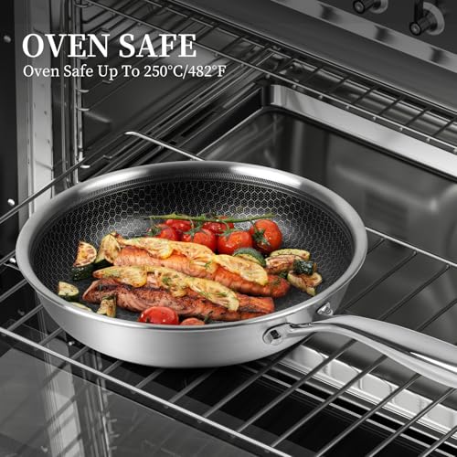 Innerwell Non-Stick Frying Pan Set 9.5 & 11 Inch with Lid - Silver Variation