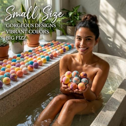 Organic Refresh Bath Bombs Set - 24 Mini Bath Fizz for Women & Kids, Aromatherapy, Gift Ready - Variation of THIS listing
