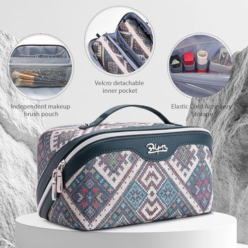 Travel Makeup Bag Organizer - Midnight Blue, Large Capacity Cosmetic Set with Pouches