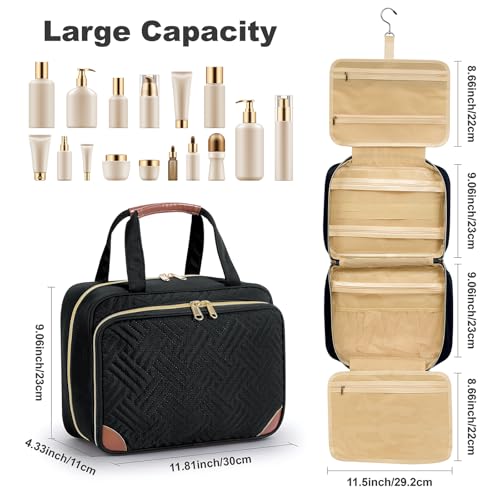 Travel Toiletry Bag for Women with Jewelry Organizer - Black02