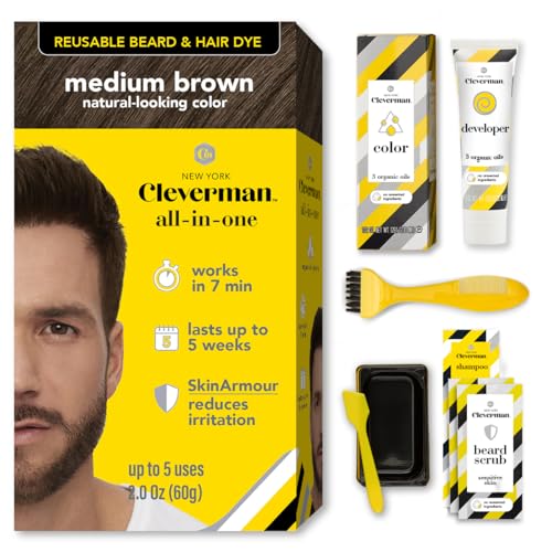 Cleverman Reusable Hair & Beard Dye Medium Brown 2oz - Natural Gray Coverage