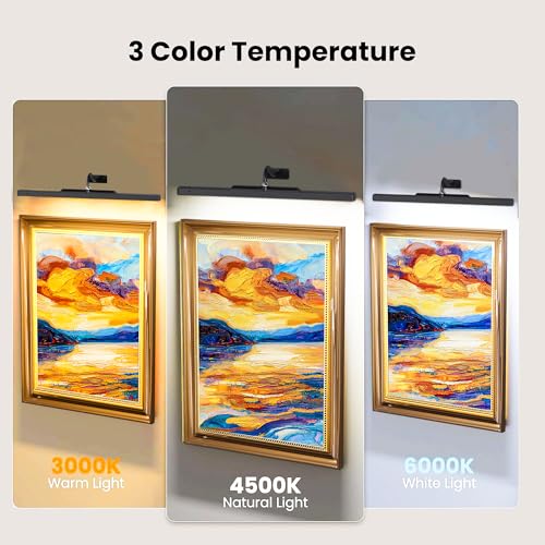 24 Inch Battery Powered Picture Lights 3 Pack Black Wireless Remote Art Wall Sconces