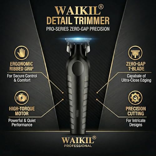 WAIKIL Cordless Hair Clippers for Men,Professional Barber Set with T Outliner Trimmer and Foil Shaver,LCD Display,Rechargeable Beard Trimmer Grooming Kit