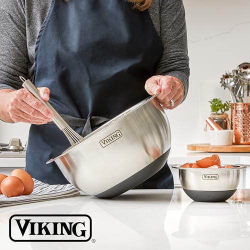 Viking Black 10-Piece Stainless Steel Mixing Bowls Set with Lids & Non-Slip Base