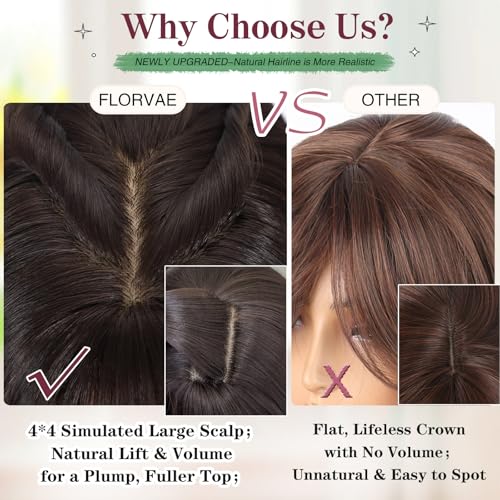 Long Wigs for Women 26 Inch Mix Brown Highlights with Bangs - Realistic Scalp & Wavy Style