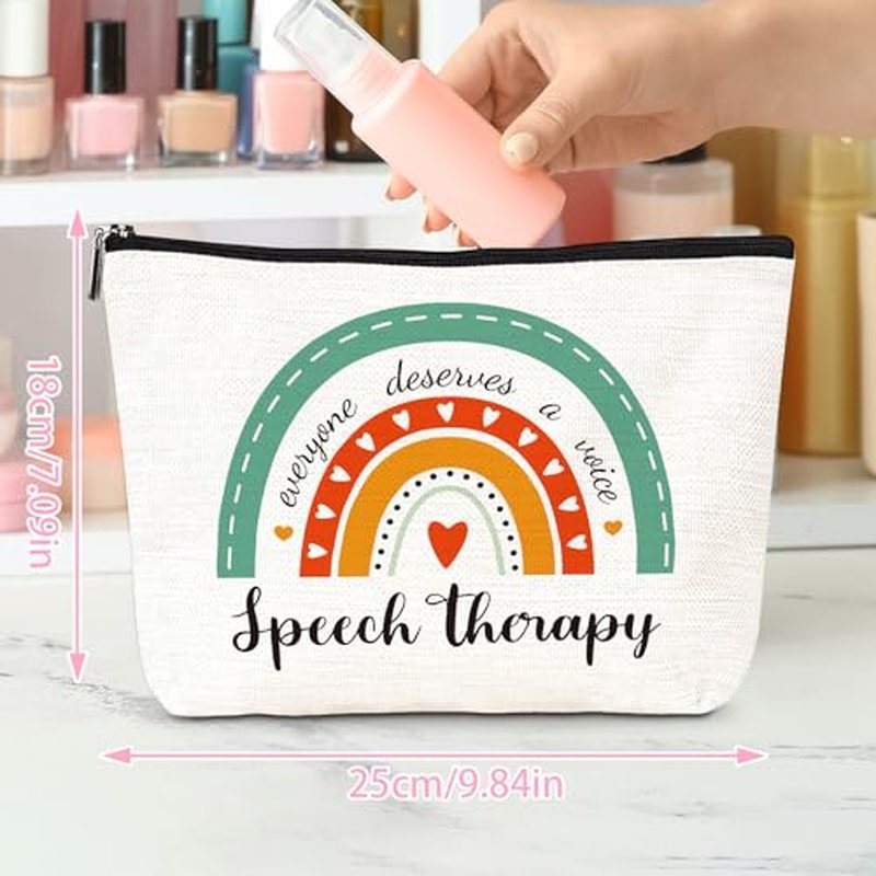 Keluna Speech Therapy Appreciation Gifts - 5Pcs SLP Gifts Set for Women, Speech Pathologist Therapist Thank You Birthday Christmas Gift, Makeup Bag, Bracelets, Keychain
