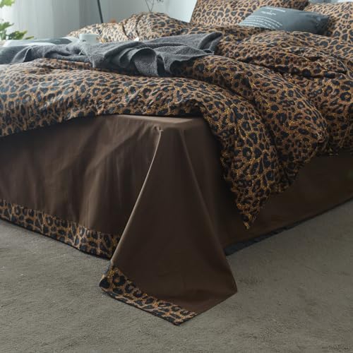 Queen Size Leopard Print Comforter Set - 3 Pieces Animal Cheetah Bedding with Pillowcases