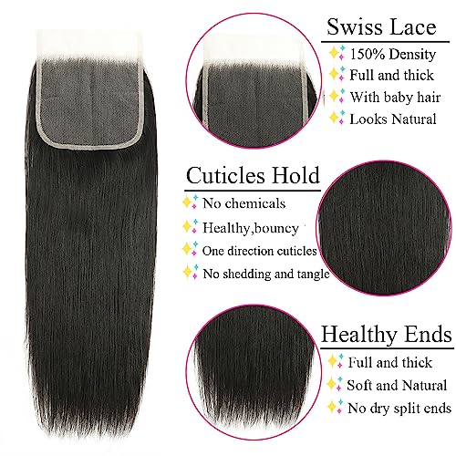 BYUP HAIR 18 Inch 5x5 HD Lace Closure Straight Transparent Free Part