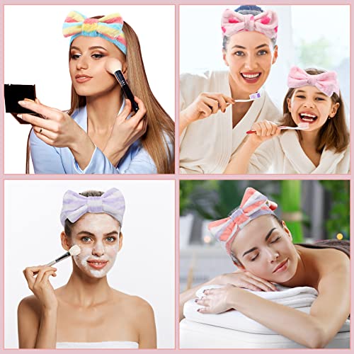 24 Pieces Face Wash Headband Set for Women - Stylish & Elastic Spa Hairbands - Black+Pink