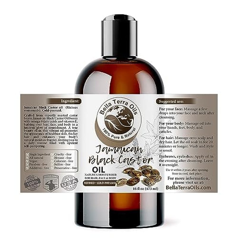 Bella Terra Oils - Black Castor Oil 16oz - A Symphony of Nutrients, Unveiling the Secret of Luxuriant Skin