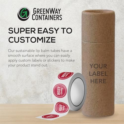 GreenWay 0.15oz Refillable Kraft Lip Balm Tubes - 25 Brown Pack, Eco-Friendly