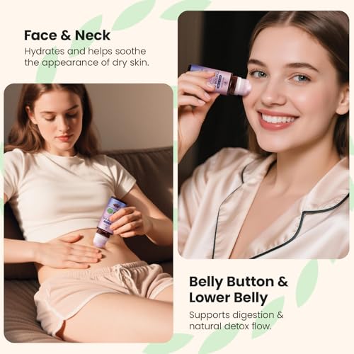 Castor Oil Roll On for Face: Castor Oil with Rose Quartz Roller for Massage - Deep Hydration Skin Moisturizer - Birthday Valentine Gifts for Women 35-65 (1.7 FL. OZ.)