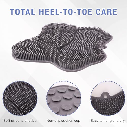 Silicone Foot Scrubber Mat for Shower Bath Foot and Back, Shower Feet Brush Pad with Wall-Mounted Suction Cups