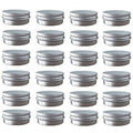 48 Pack (2 Oz/60ml) Screw Top Round Aluminum Tin Cans, Rust-Resistant Metal Tin Storage Jar Containers with Screw Cap for Lip Balm, Cosmetic, Candles Salve Make Up Eye Shadow Powder Candy Tea (Silver)