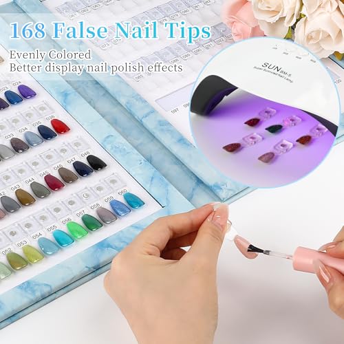 Magnetic Nail Color Book Blue - 120 Nail Swatch Chart with 168 Tips & Labels