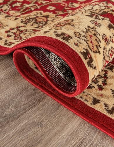 5'3 x 8' Burgundy and Cream Area Rug - Sialk Hill Collection, Unique Loom