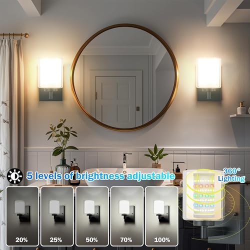 Wireless RGB Dimmable Wall Sconce Set of 2 with Remote - Black | Rechargeable Bathroom & Mirror Lighting