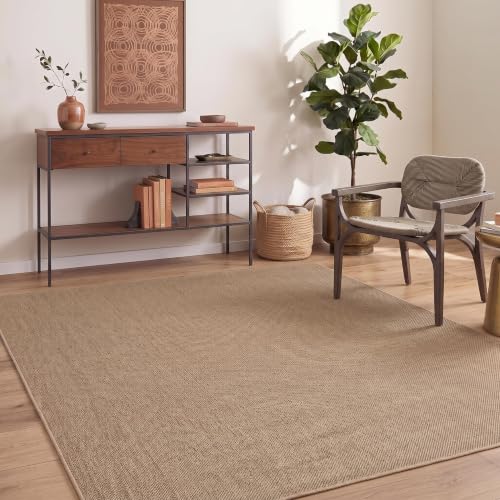 5x7 Washable Non-Slip Jute Area Rug for Bedroom - Solid Design