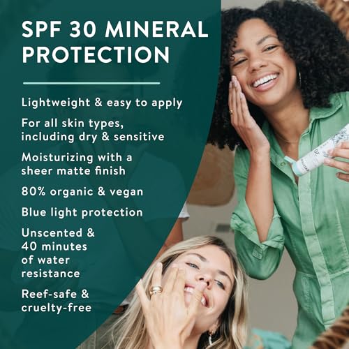 Badger Zinc Oxide Face Sunscreen SPF 30 - Organic, No White Cast, 1.7 Fl Oz - Variation of SPF 30
