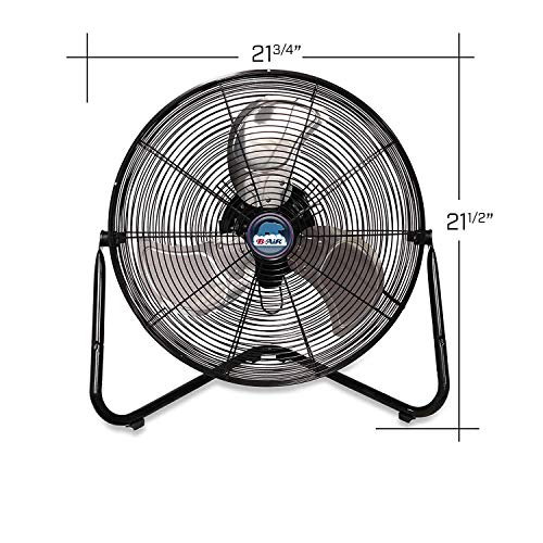 20-Inch Industrial & Home Garage Floor Fan with 3 Speed Settings, Tilt Adjustable, Metal Housing