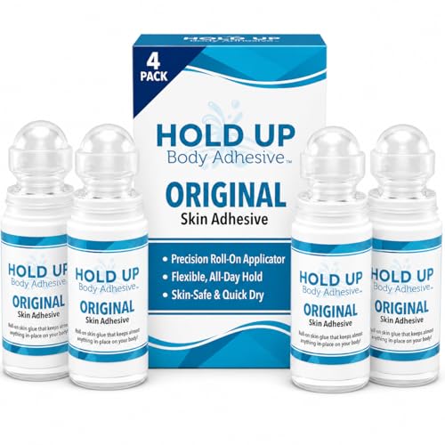 Hold Up Body Adhesive Roll-On - Skin & Clothing Glue for Dancers & Cosplay - 4 Pack