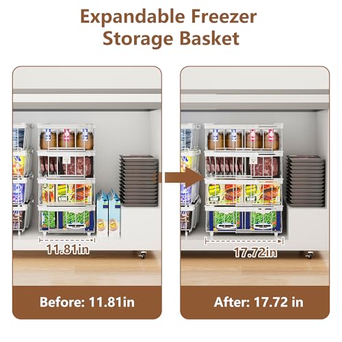 White Expandable Freezer Organizer Bins 6-Pack for Chest Freezers