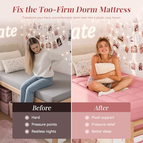 Twin XL Memory Foam Mattress Topper - 3 Inch Cooling Support for Dorms