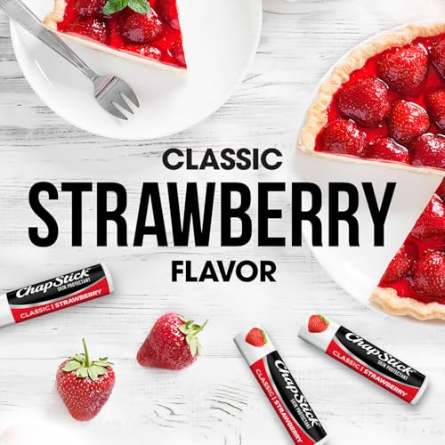 ChapStick Bulk Classic Strawberry Lip Balm, 24-Count ? Tinted Lip Moisturizer, Juicy & Sweet, 0.15 Oz Ea