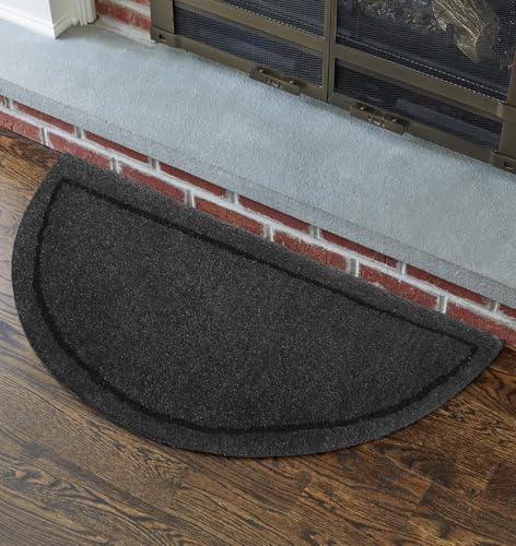 Gray Wool Hearth Rug 44x22 Inches - Fire-Resistant Fireplace Floor Protector