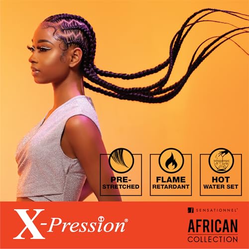 Pre-Stretched Synthetic Braiding Hair Extensions 3X 58in - 5 Pack, Off Black