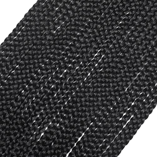 20 Inch Box Braids Crochet Hair Pre Looped for Black Women - 6 Packs, 1B