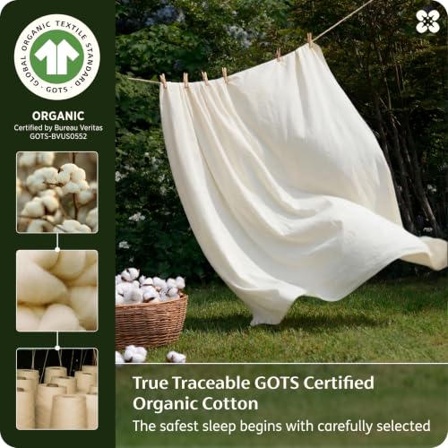 Bedsure Ivory Full Size Organic Cotton Bed Sheets 4PCS, GOTS Certified