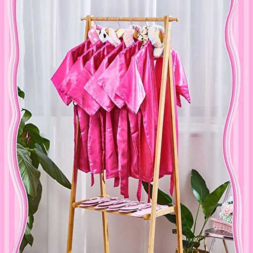 Xuhal 36 Pcs Spa Party Supplies for Girls 12 Kimono Robe V Neck Bathrobe 12 Soft Spa Headband 12 Disposable Foam