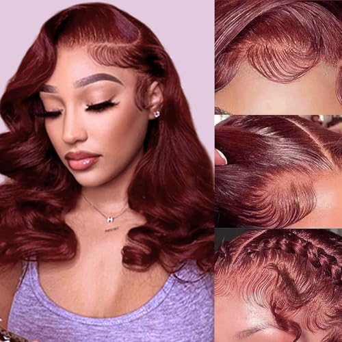 Reddish Brown Human Hair Bob Wig 13x4 HD Lace Front Pre-Plucked 180% Density - 10 Inch