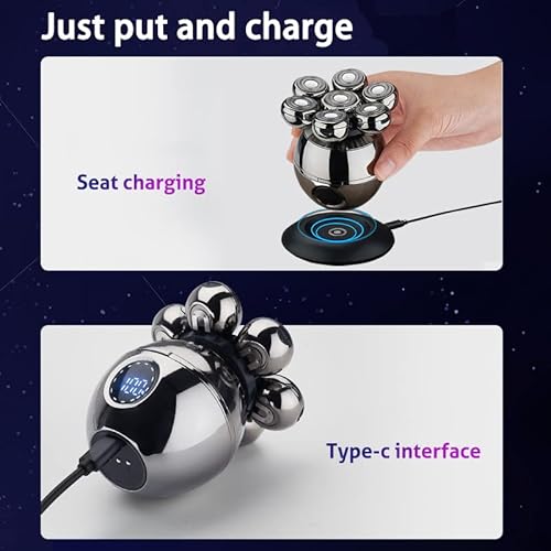 Upgrade 7 Heads Men¡¯s 5-in-1 Electric Head Shaver for Bald Men,Multifunctional Electric Razor for Men£¬Cordless Rechargeable Travel Groomin Hair Trimmer Kits