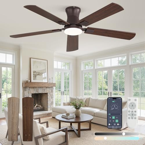 Oil Bronze 52 Inch Ceiling Fan with Light Remote Control & Dimmable Lighting