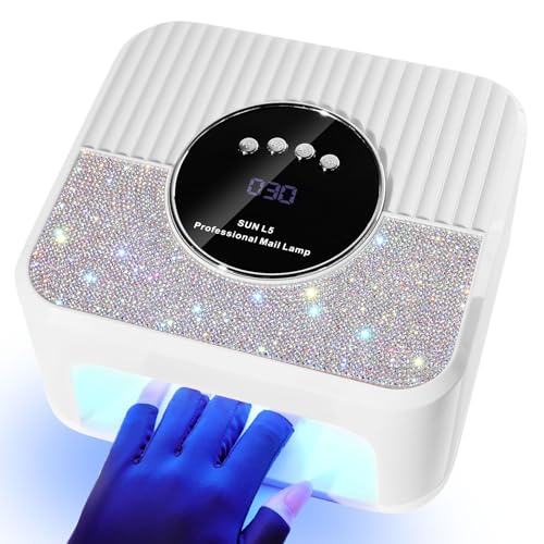 UV LED Nail Lamp Kit for Gel Polish – White, Fast Curing Manicure & Pedicure Set with Gloves